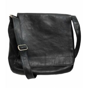 RUDSAK Leather Messenger Bag Black Crossbody LARGE